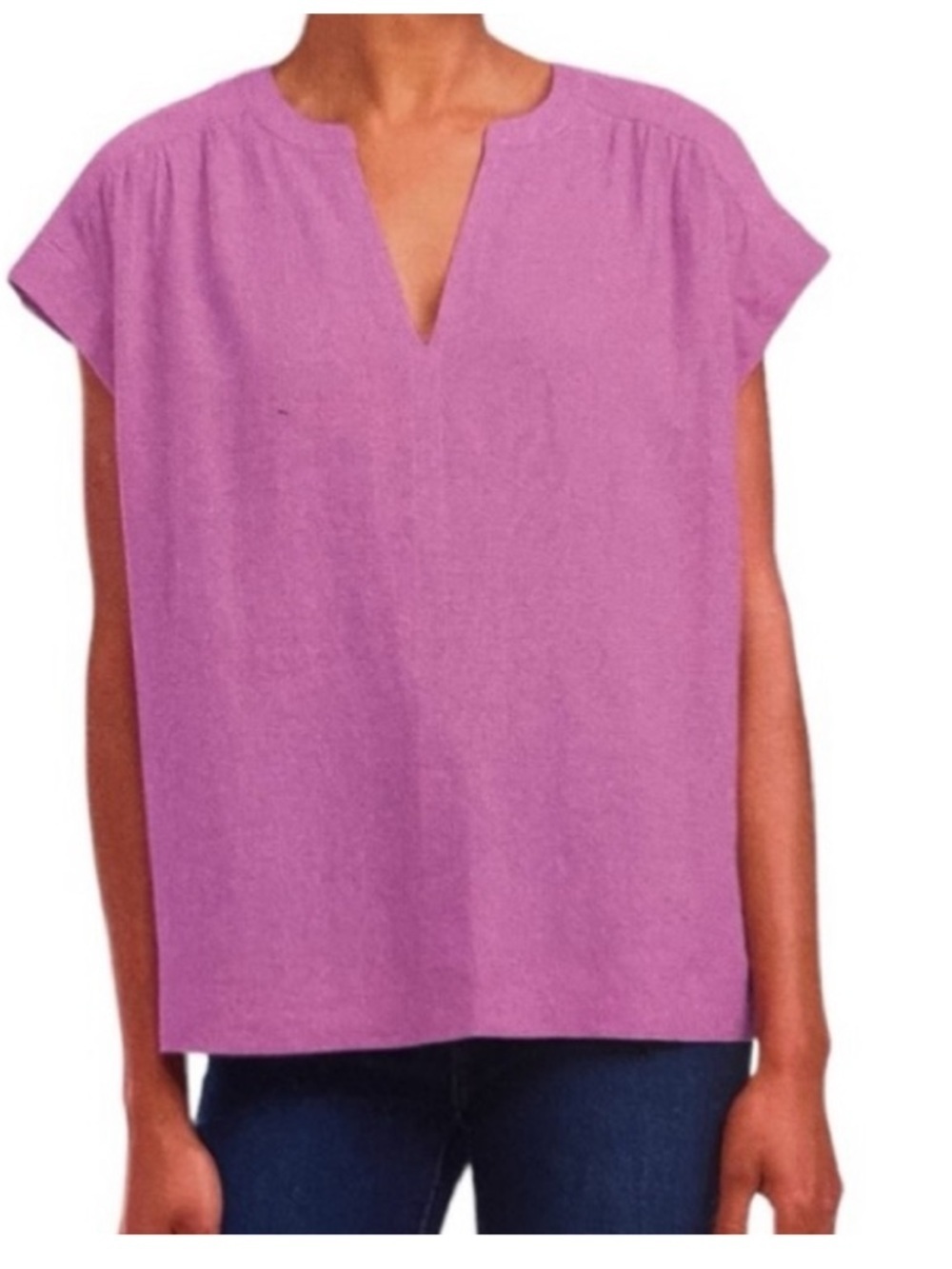 Splendid Women’s Lavender Linen Blend
V-neck Top Short Sleeve Shirt Size Large